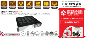 Telecom Rack Mount 2U Triple Output Power Supply